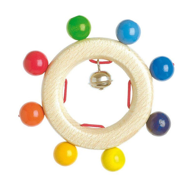 Wooden Ring Rattle - Multicolour Bells