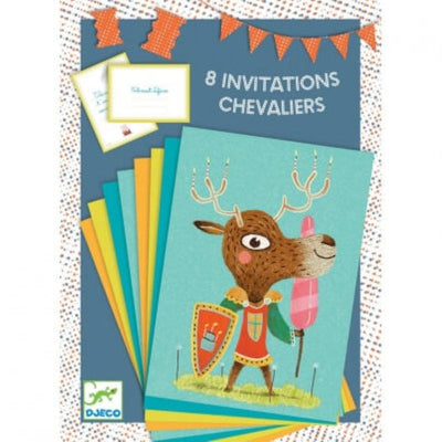 Djeco - 8 birthday invitations to fill - knights theme - birthday party for kids - arts and crafts