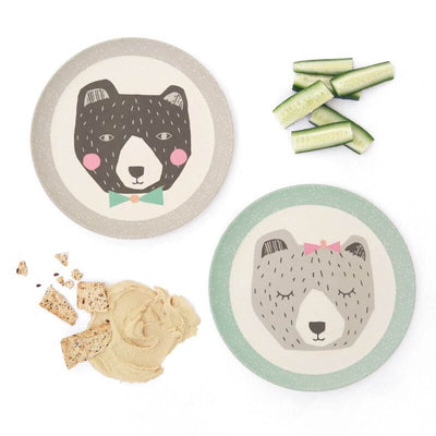 LOVE MAE - set of 4 bamboo plates for kids - mama & papa - funny and sustainable