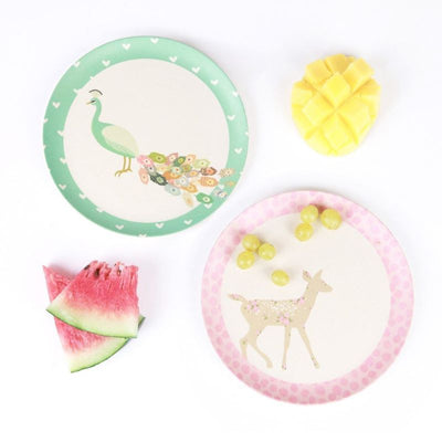 LOVE MAE - set of 4 bamboo plates for kids - peacock & doe - sustainable and resistant 