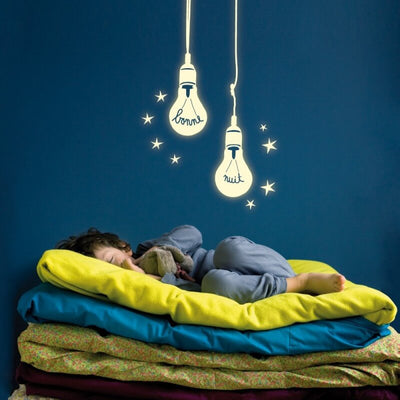 Mimilou - Glow in the dark sticker for kids - bulbs with bonne nuit - made in France
