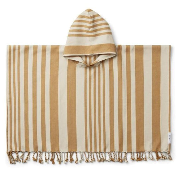 poncho-for-childrens-liewood-mustard-stripes