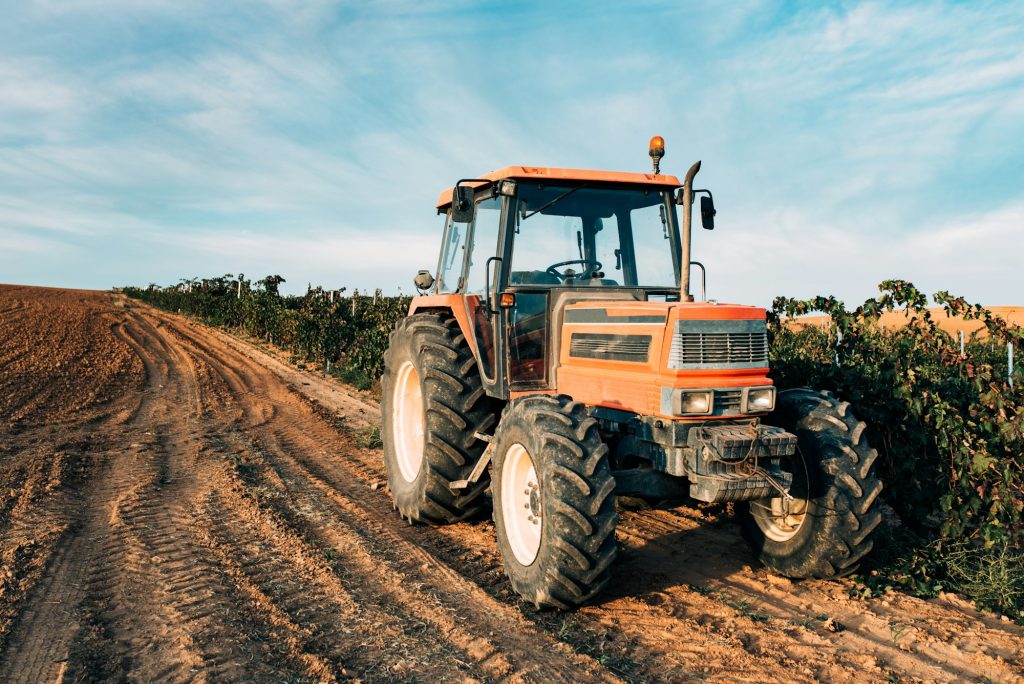 Tractor in a vineyard